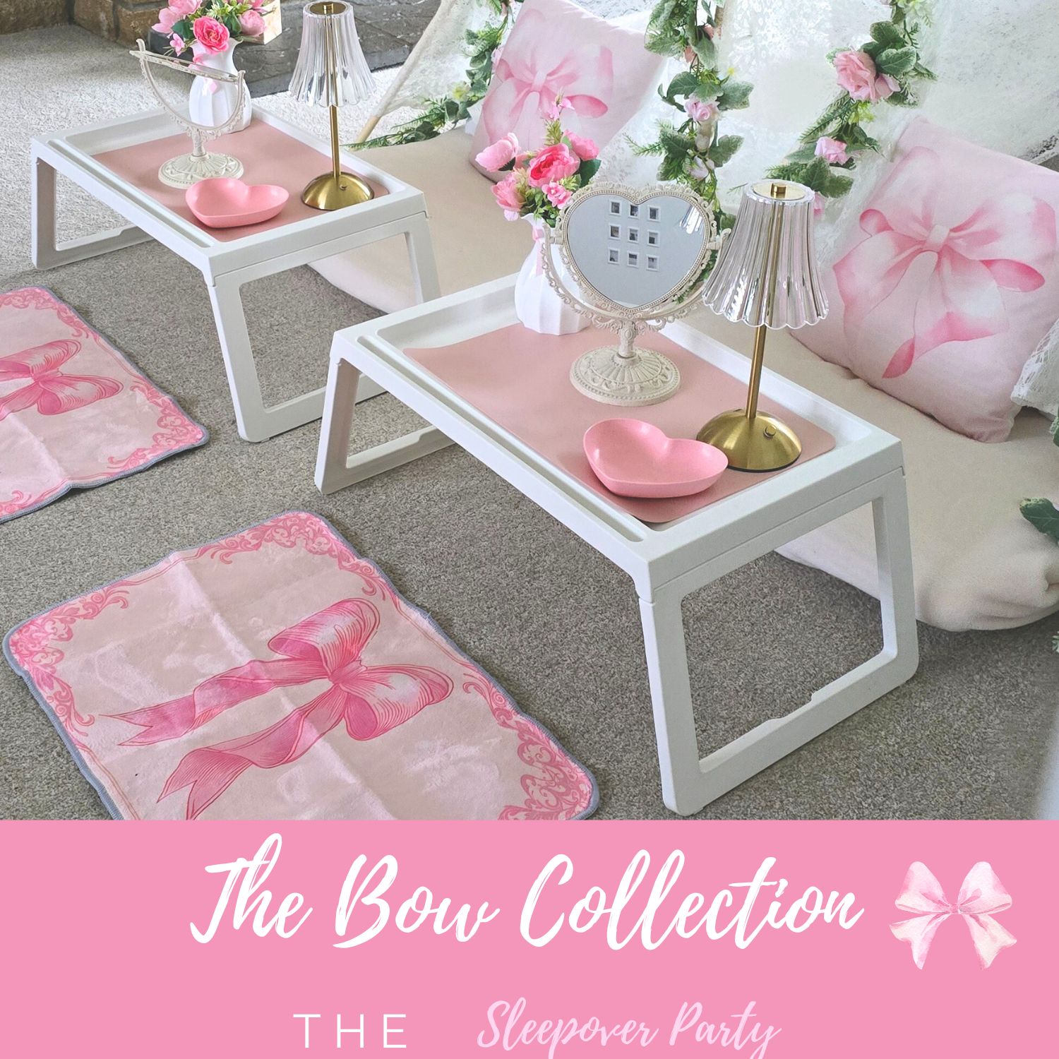 Pink bow sleepover party theme